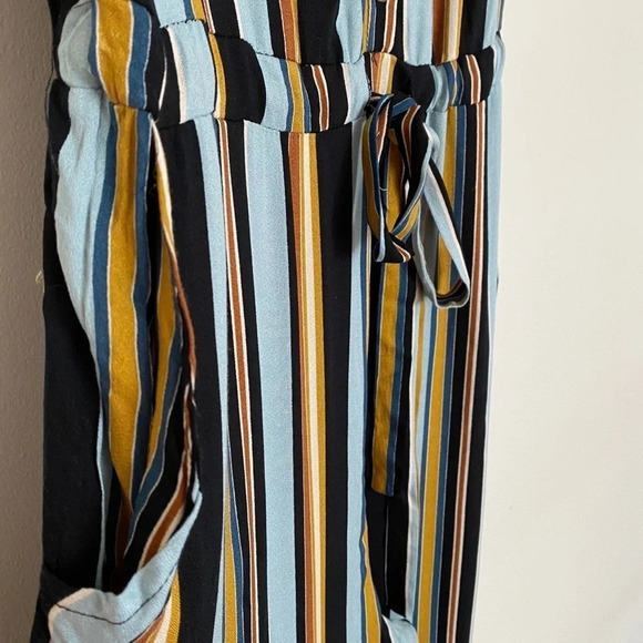 Multicolor Striped Sleeveless V-Neck Jumpsuit S - Picture 7 of 11